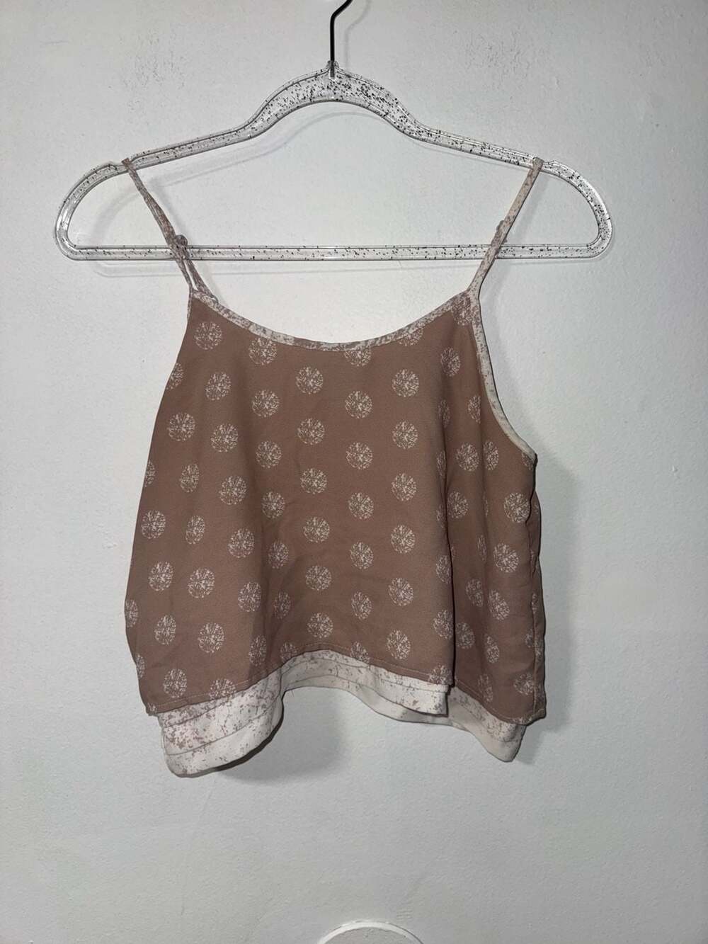 Paper Crane Brown & White Patterned Cami Tank Top Size S